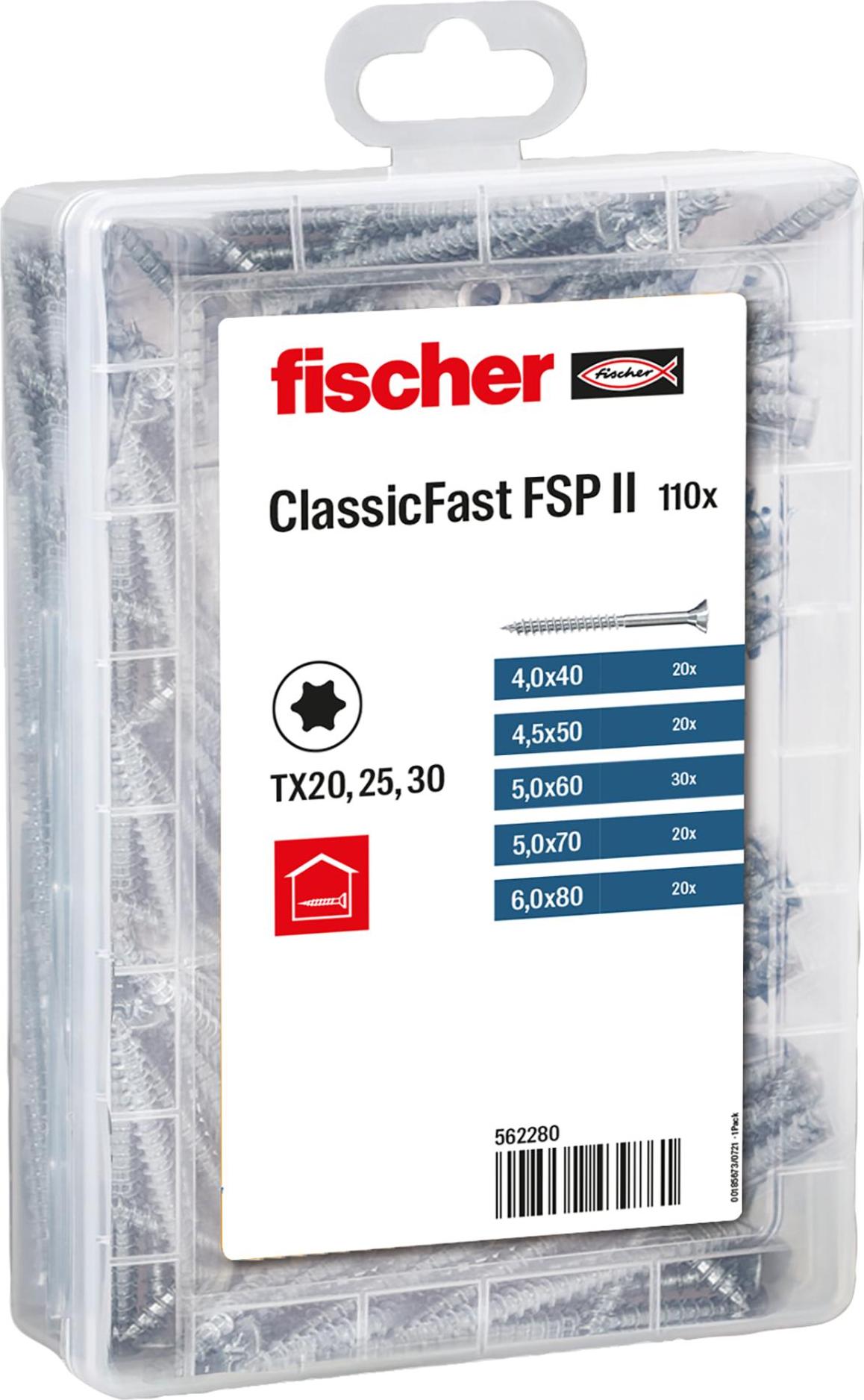 Fischer FD 562280 Spanplattenschrauben 4,5-6 mm 110‑teilig