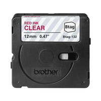 brother Schriftband Btag BTAG132, 12 mm rot auf transparent
