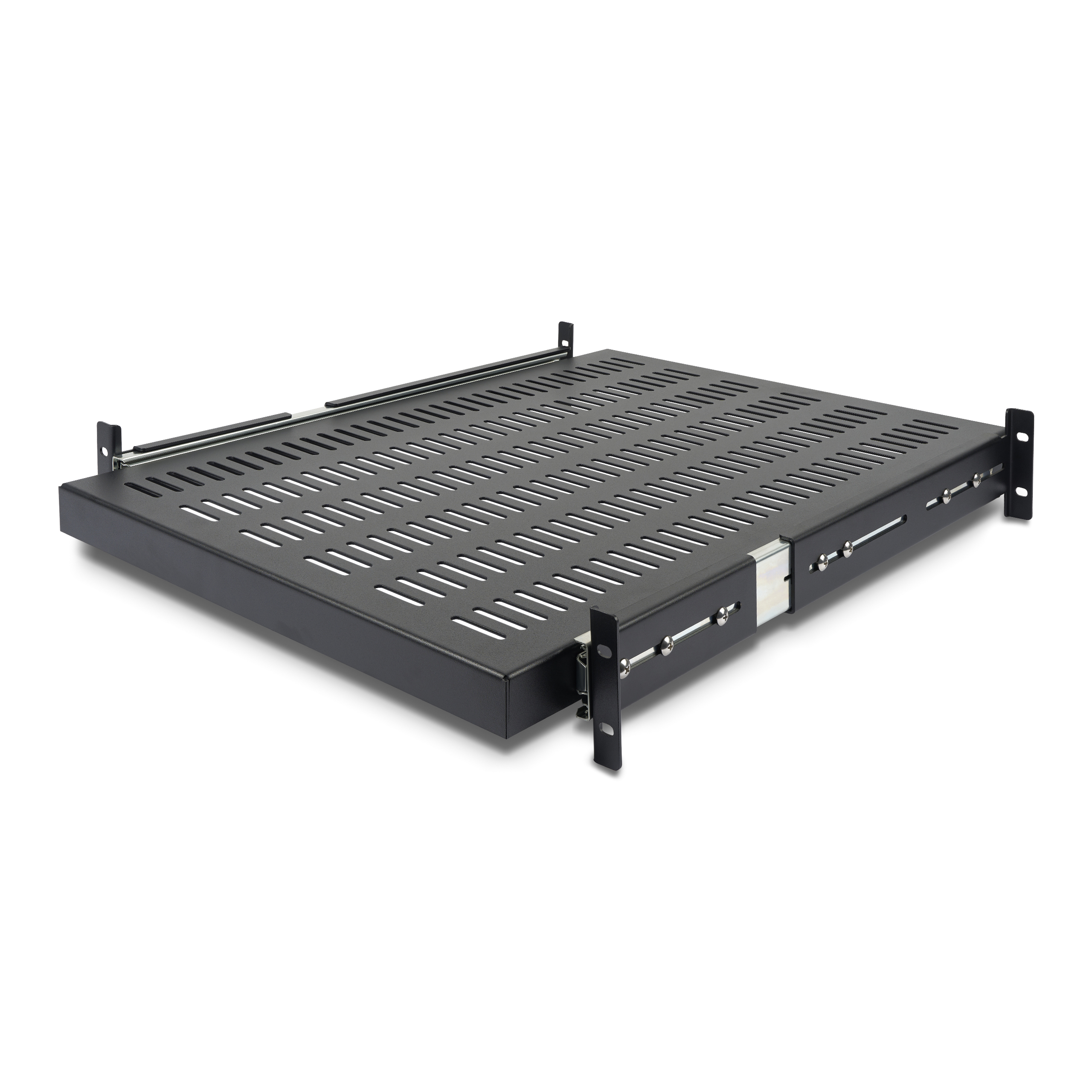 STARTECHCOM 2HE ausziehbarer RackFachboden belUeftet 227kg 19 Zoll Serverschrank RackShelf Schwarz