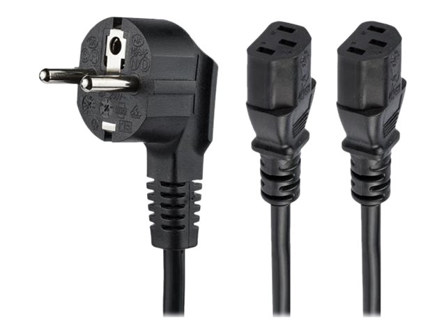 STARTECH.COM 2m C13 Power Cord - Schuko to 2x C13 - Y Splitter Power Cable