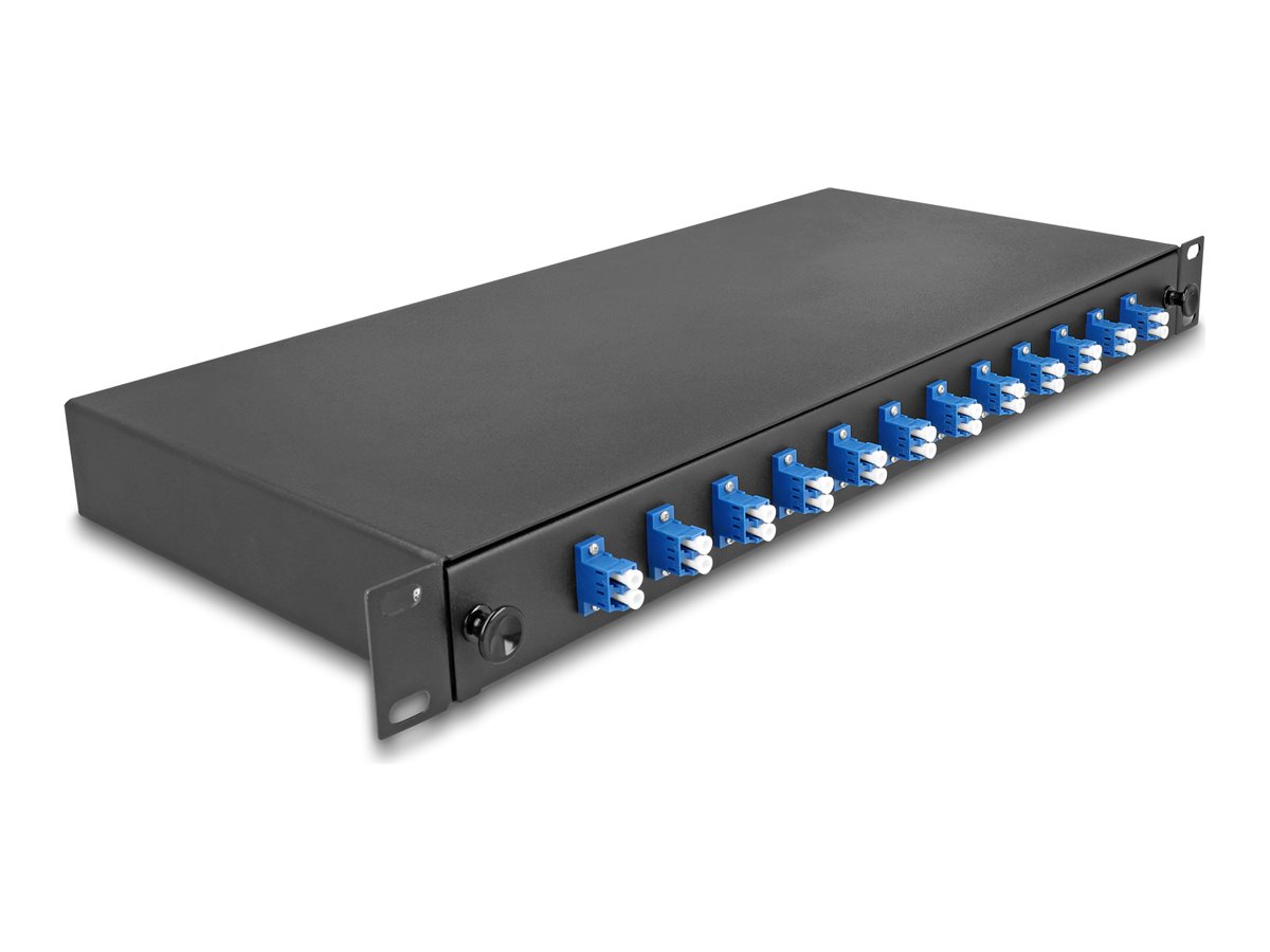19 LWL Spleissbox 12 x LC Duplex OS2 1HE komplett bestueckt