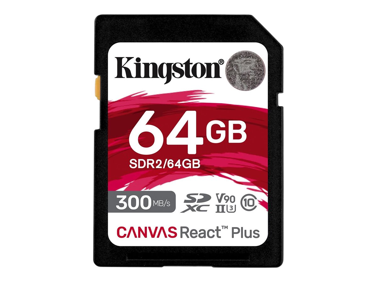 KINGSTON 64GB Canvas React Plus SDXC UHS-II 300R/260W U3 V90 for Full HD/4K/8K KINGSTON 64GB Canvas React Plus SDXC UHS-II 300R/260W U3 V90 for Full HD/4K/8K