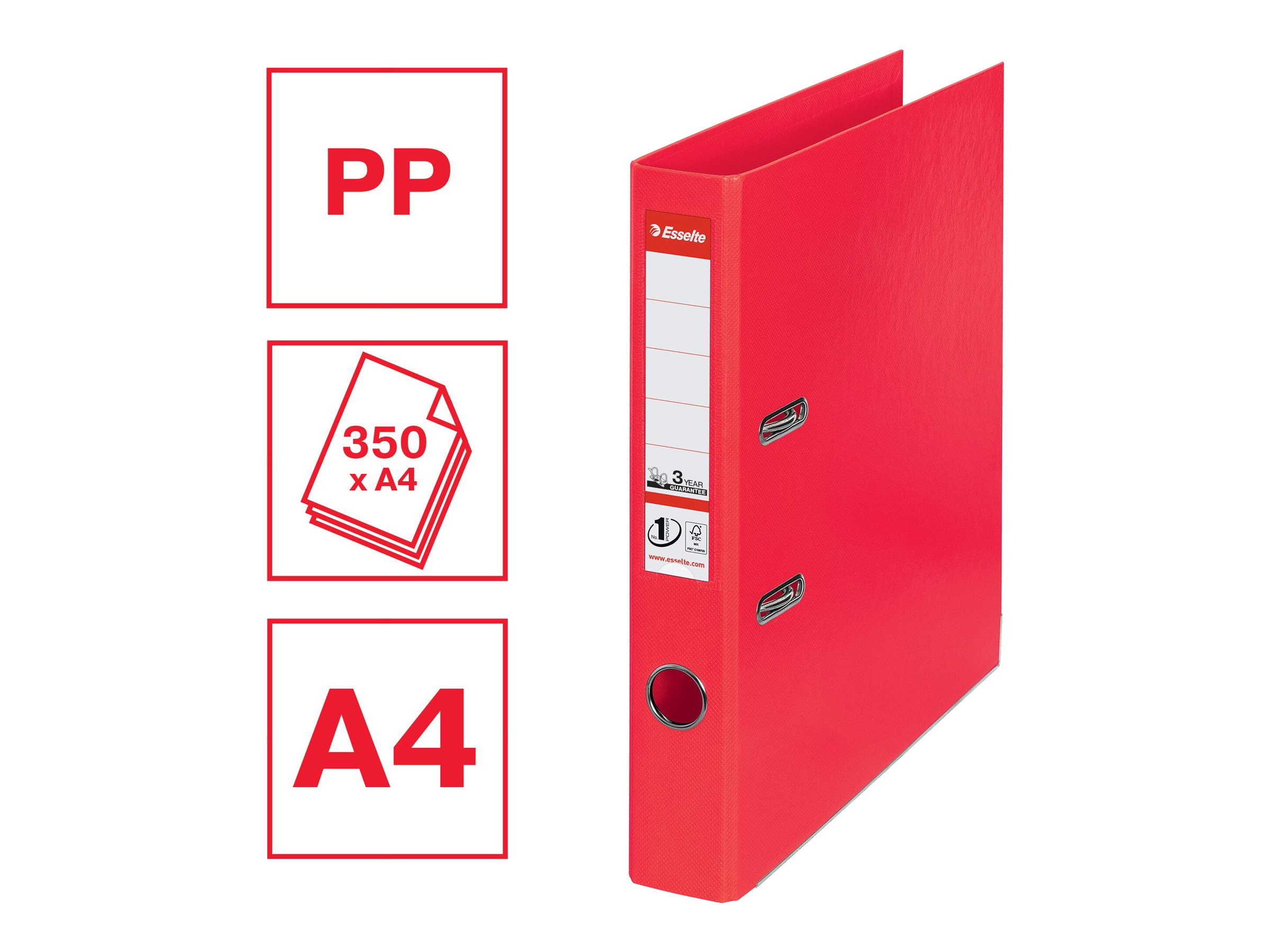 Esselte No.1 POWER Ordner hellrot Kunststoff 5,0 cm DIN A4 Esselte No.1 POWER Ordner hellrot Kunststoff 5,0 cm DIN A4