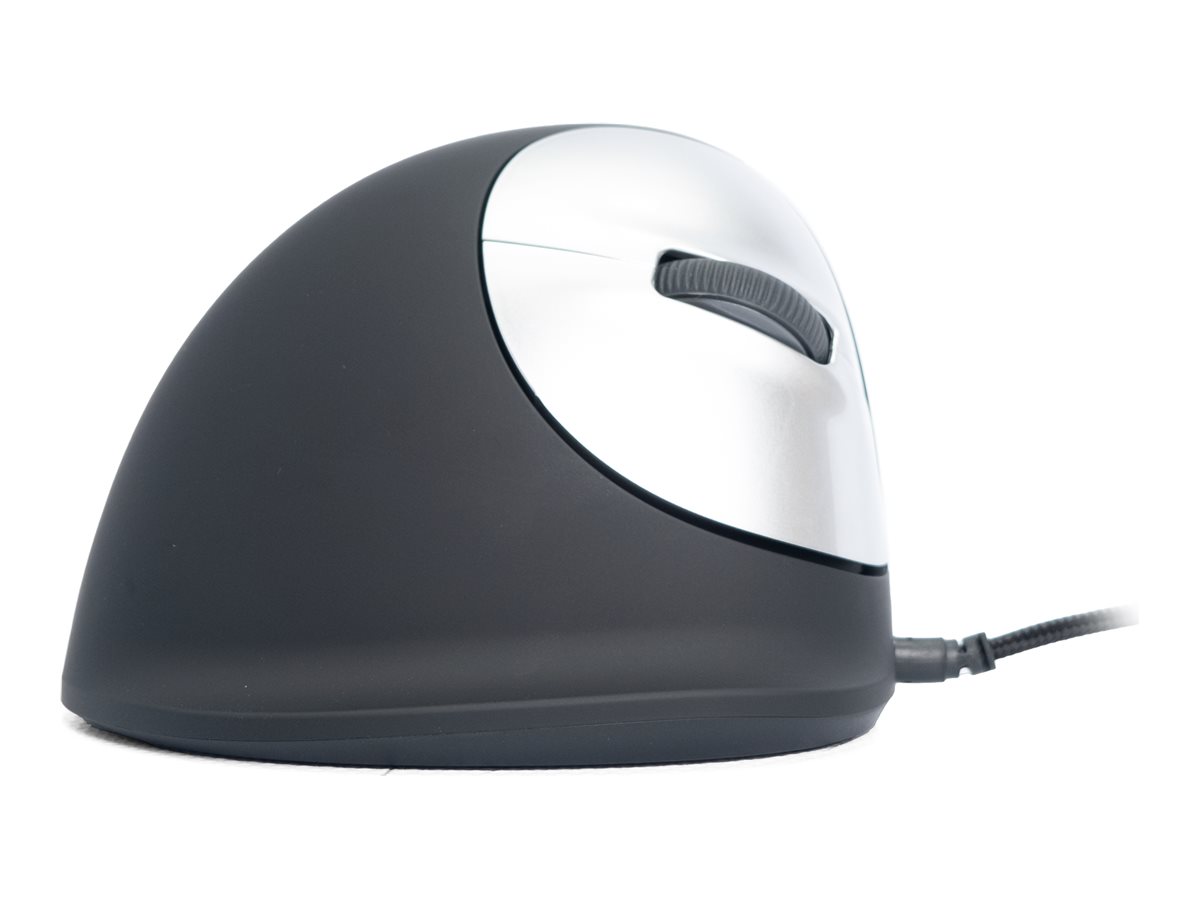 r-go HE Ergo Vertical Mouse Groesse M rechts Maus ergonomisch kabelgebunden schwarz, silber