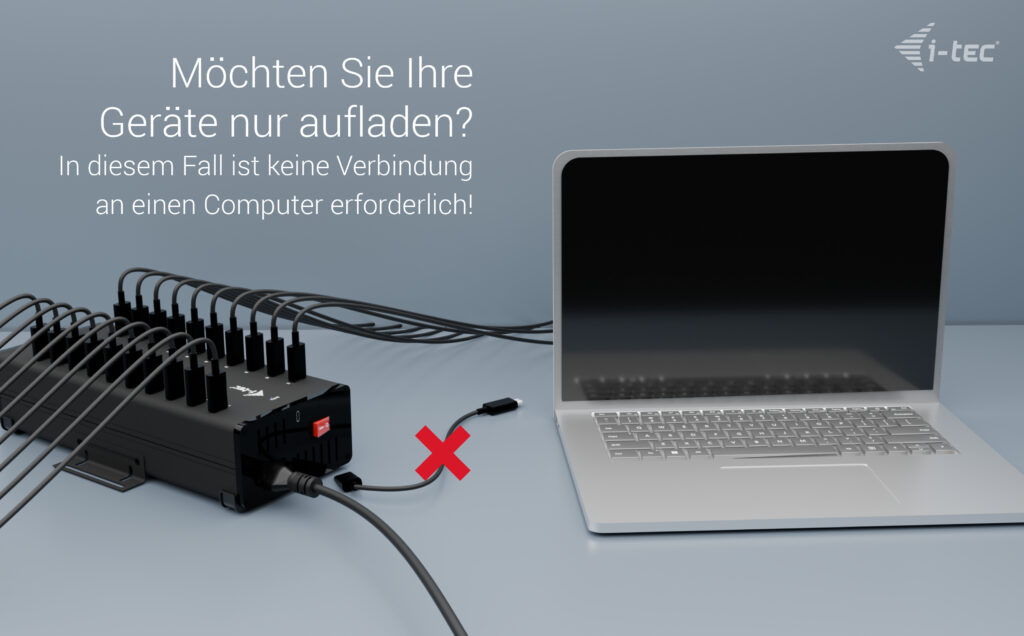 ITEC USBCUSBA Metal ChargingData HUB 15W pro Port 20x USBC integriertes Netzteil 360W