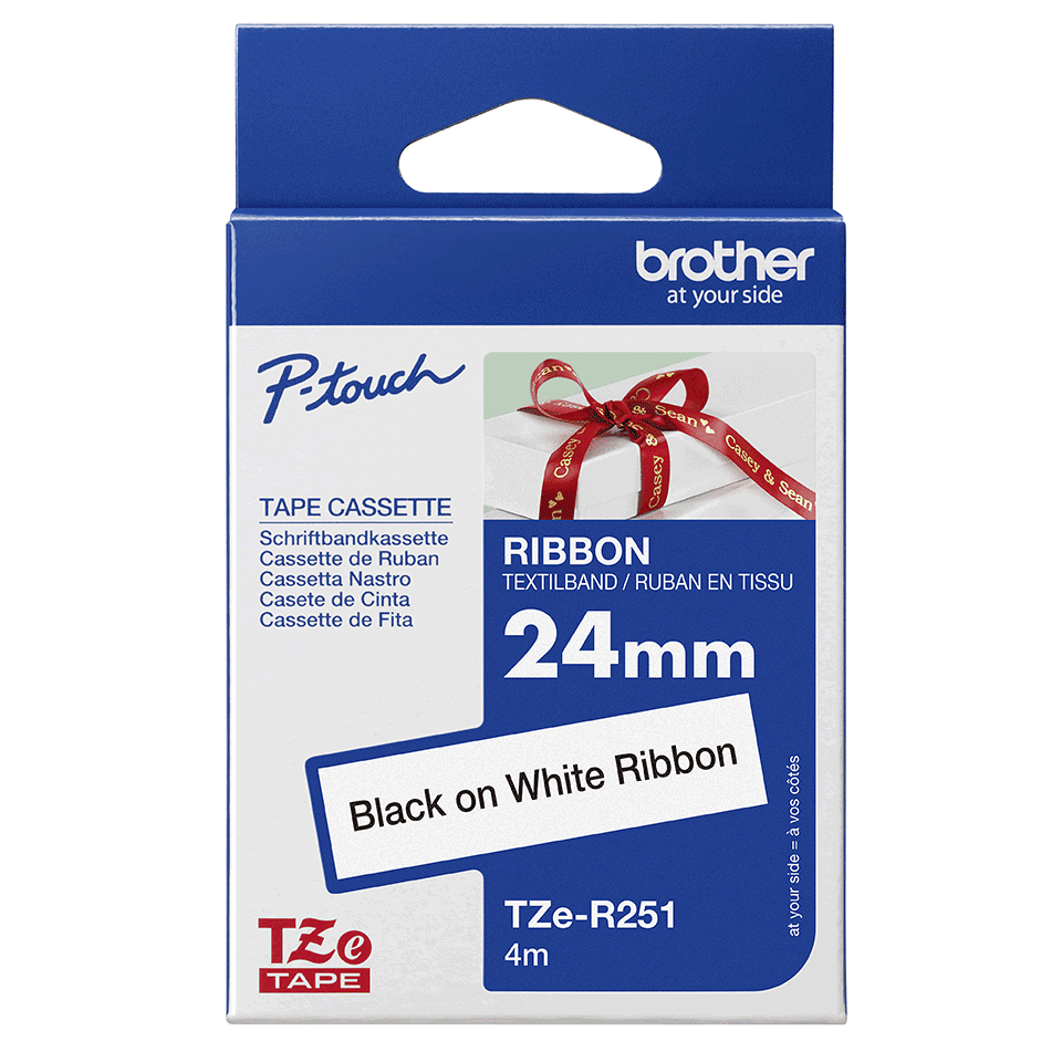 BROTHER PTouch 24mm witheblack ribbon tape