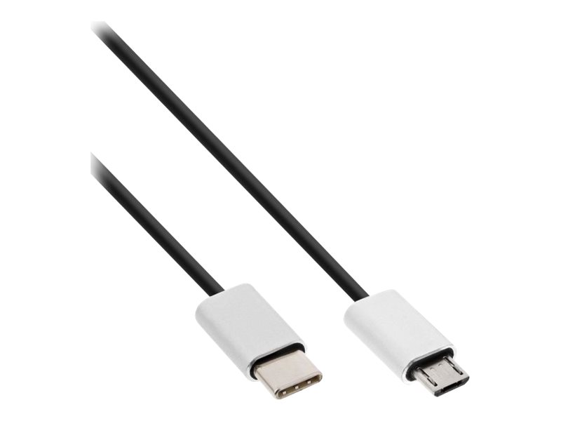 INLINE USB 2.0 Kabel Typ C Stecker an Micro-B Stecker schwarz, Alu flexibel 0,5m
