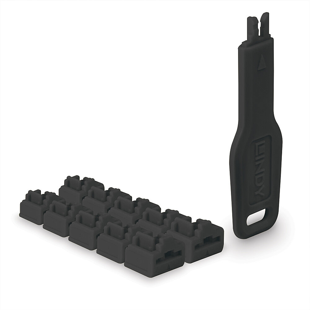 LINDY RJ45 Port Schloesser SCHWARZ 10 Stck + 1 Schlussel LINDY RJ45 Port Schloesser SCHWARZ 10 Stck + 1 Schlussel