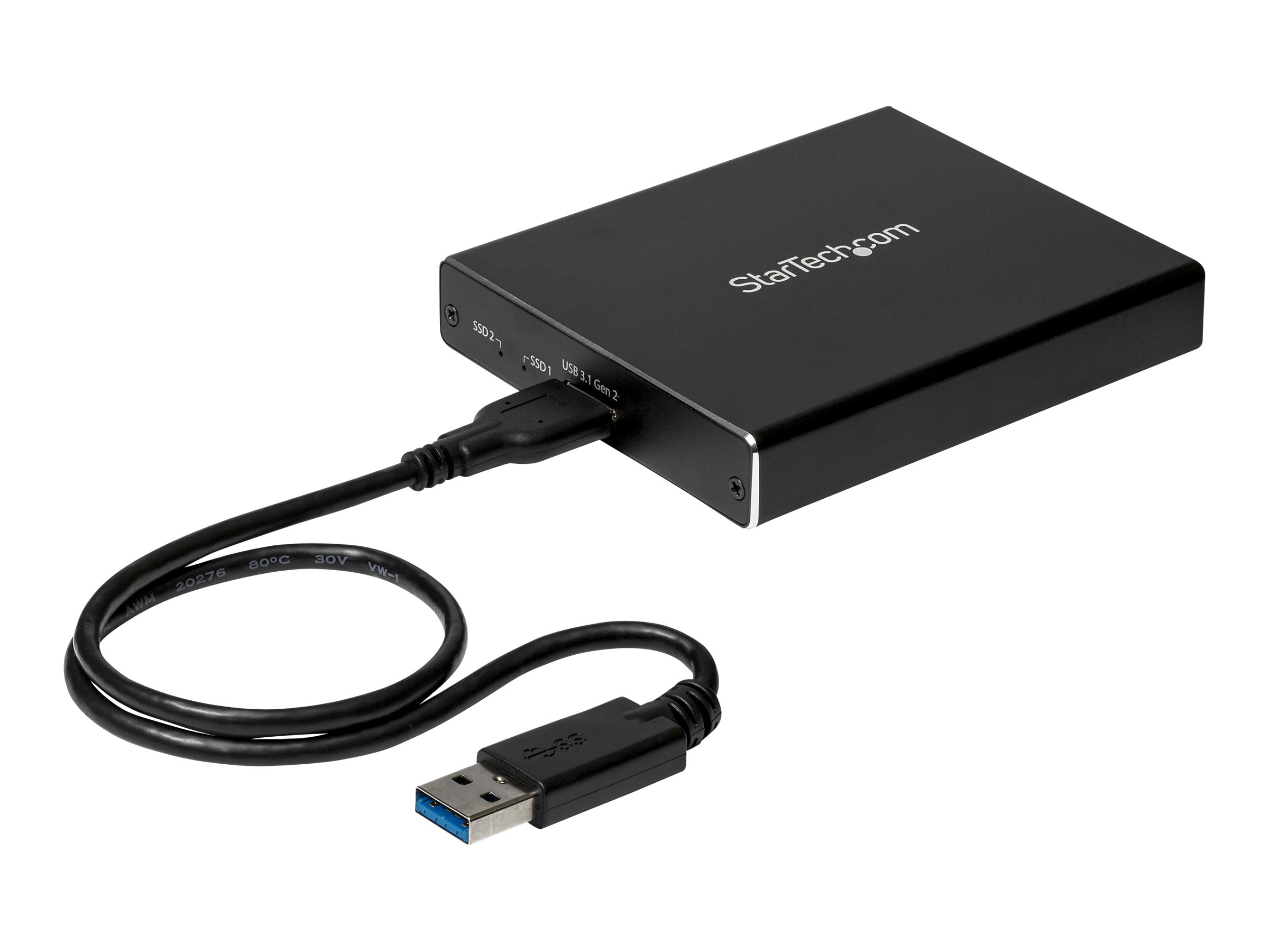 StarTech.com SSD Festplattengehäuse für zwei M.2 Festplatten - USB 3.1 Type C - USB C Kabel - USB 3.1 Case zu 2x M2 Adapter - Flash-Speicher-Array