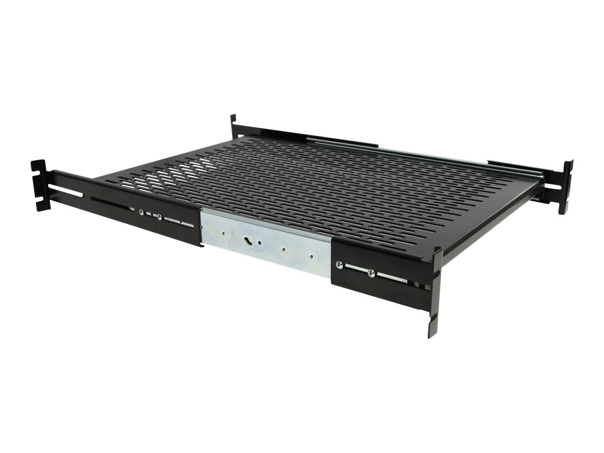 STARTECH.COM 2HE ausziehbarer Rack-Fachboden belüftet - 22.7kg - 19 Zoll Serverschrank Rack-Shelf - Schwarz