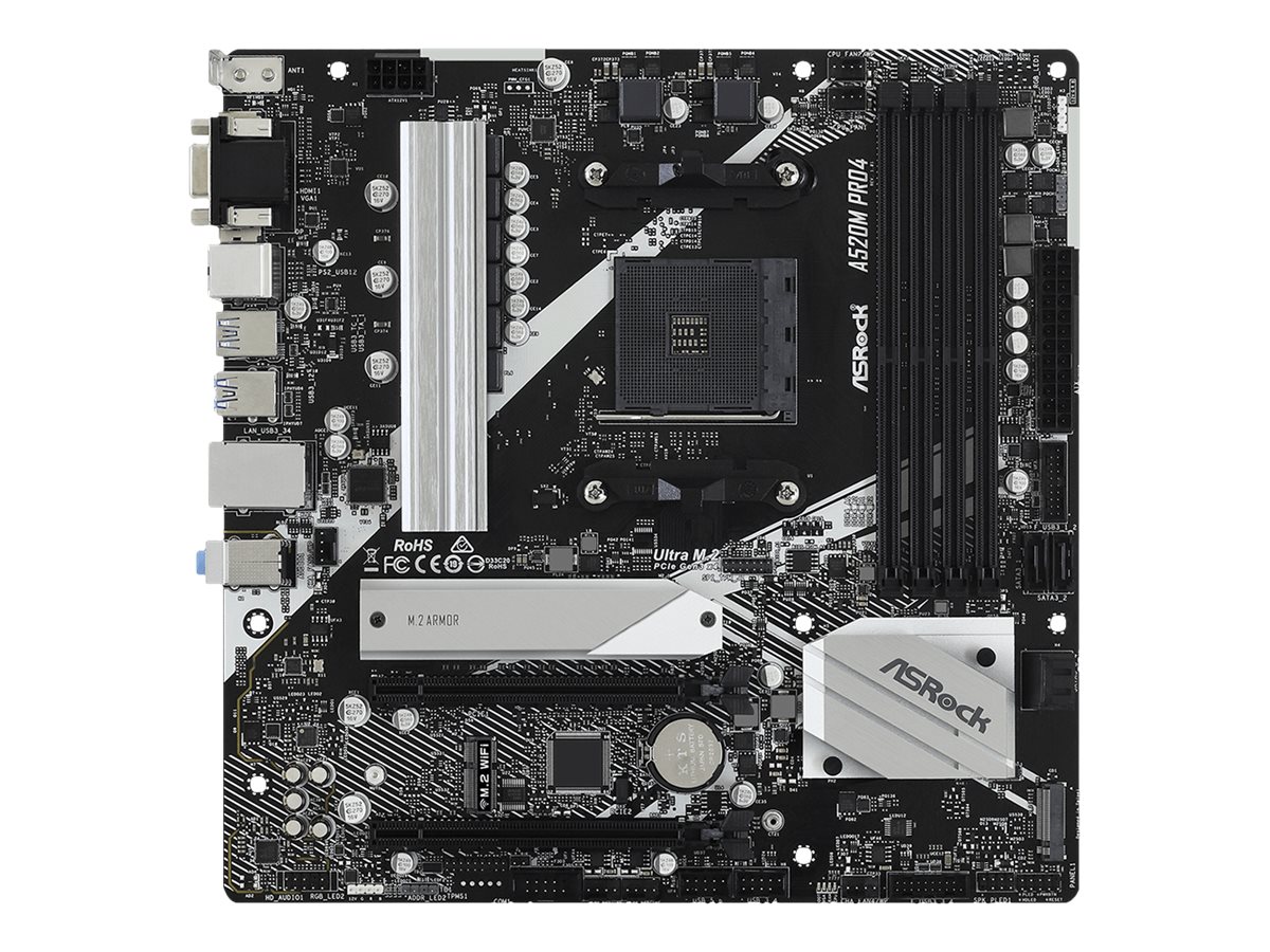 ASRock A520M Pro4 - Motherboard - micro ATX - Socket AM4 - AMD A520