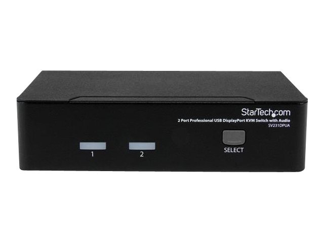 StarTech.com 2 Port DisplayPort USB KVM Switch - DisplayPort KVM Umschalter mit Audio - Hochauflösender DisplayPort Desktop Umschalter - KVM-/Audio-Switch - 2 Anschlüsse