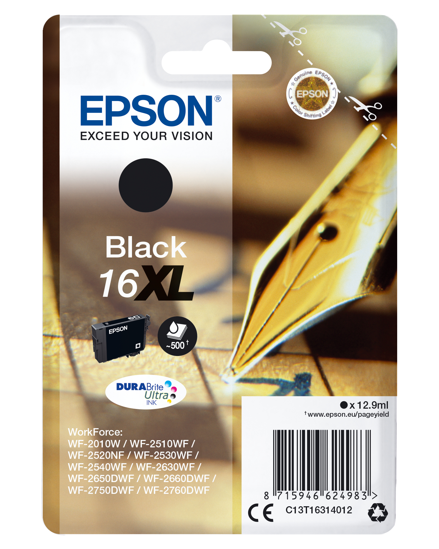 C13T16314012 EPSON WF Tinte black HC 500