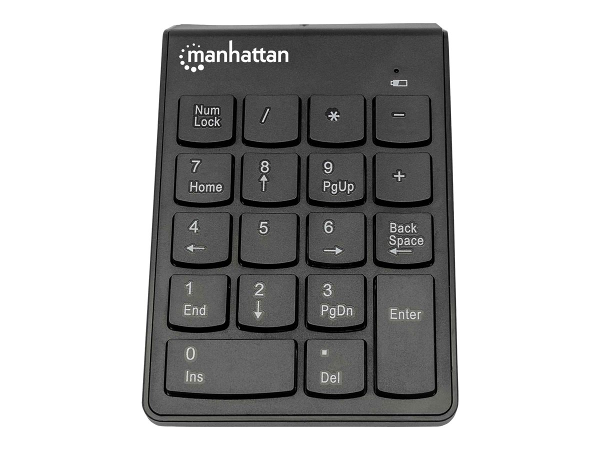 MANHATTAN Kabelloser USB-Nummernblock 18 Tasten schwarz USB-Mikroempfaenger Windows XP/Vista/7/8.1/10 Linux Mac 9.x/10.x oder hoeher