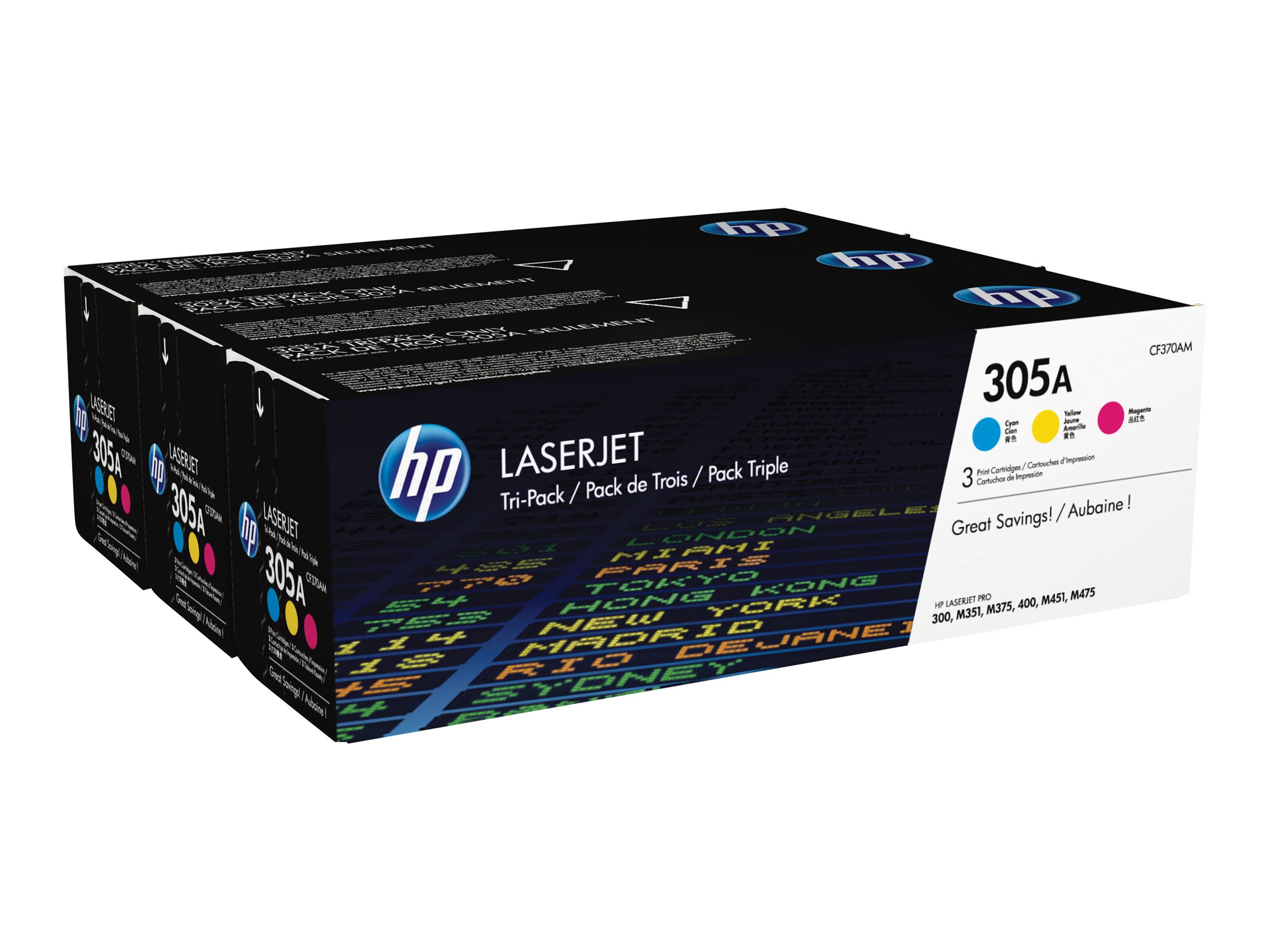 HP 305A (CF370AM) cyan, magenta, gelb Tonerkartuschen, 3er-Set HP 305A (CF370AM) cyan, magenta, gelb Tonerkartuschen, 3er-Set