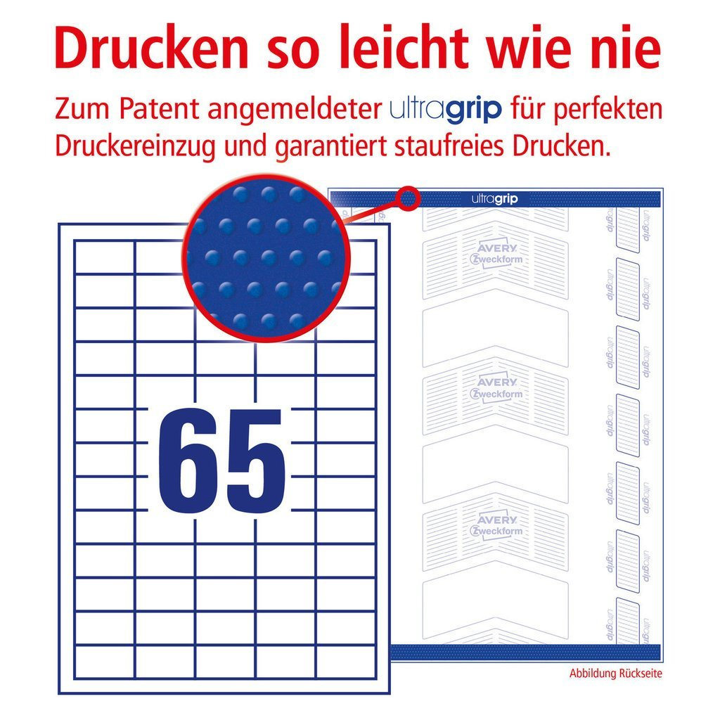1.950 AVERY Zweckform Etiketten 6121 weiÃ 38,0 x 21,2 mm