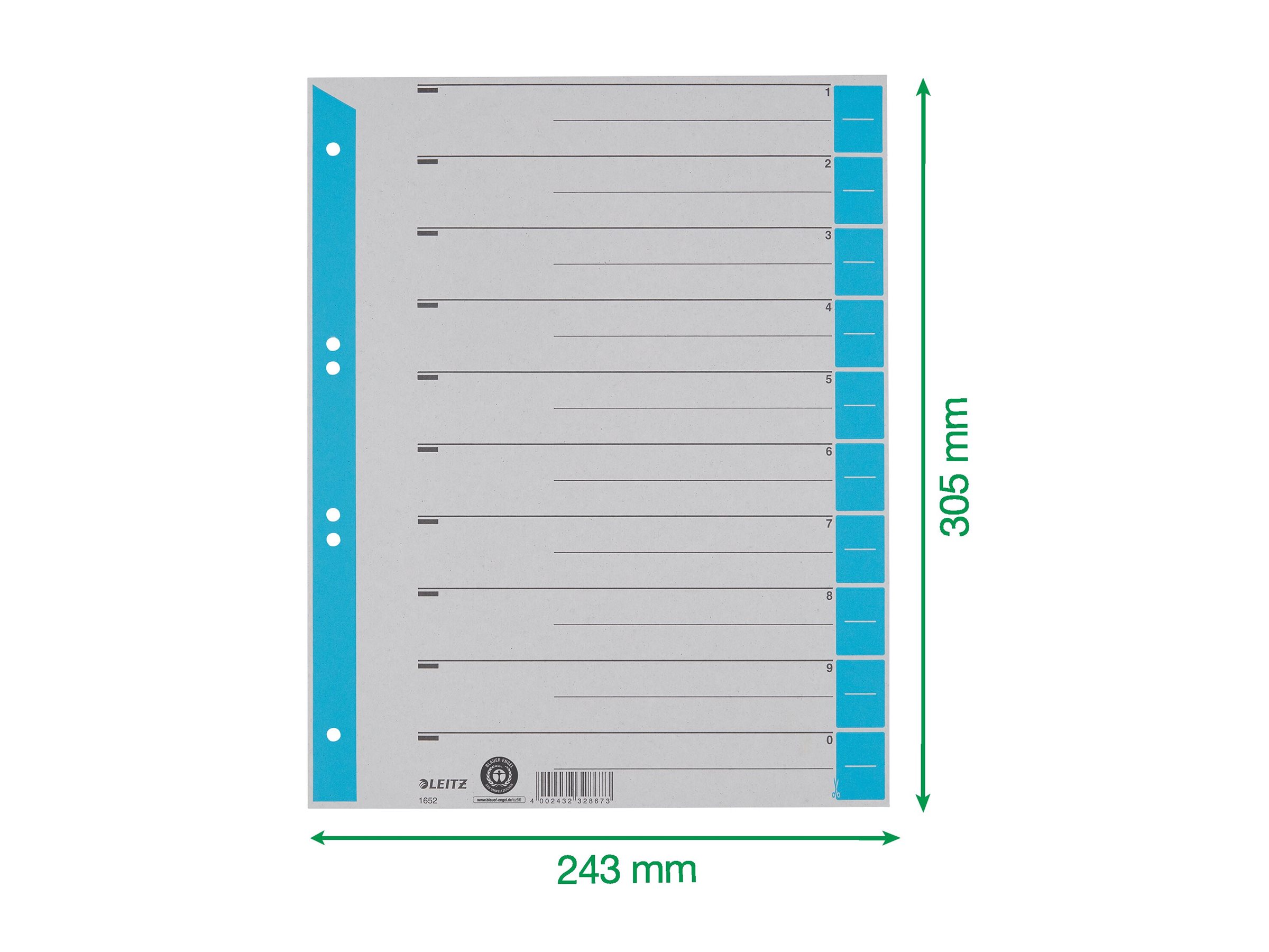 LEITZ Trennblaetter 1652 1-0 hellblau, 25 St.