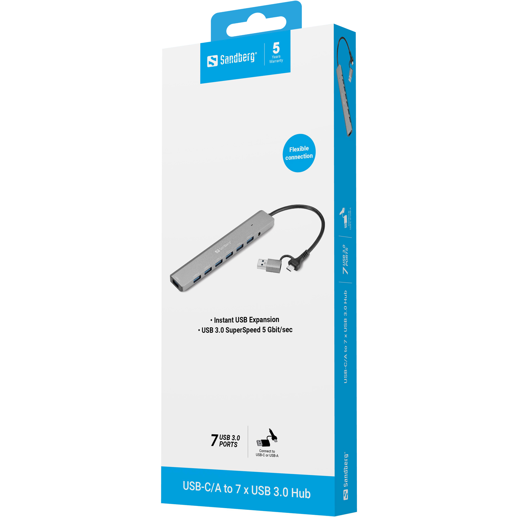 Sanberg Hub USB-C/A 7 x SuperSpeed USB 3.0