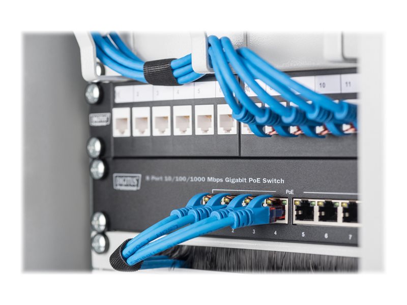 DIGITUS 25,4cm 10Zoll 8-Port Gigabit Ethernet PoE switch 8 x 10/100/1000Mbps RJ45 PoE 96W inkl. 10Zoll Winkel