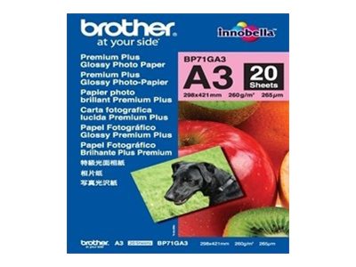 brother Fotopapier BP71GA3 DIN A3 glaenzend 260 g/qm 20 Blatt
