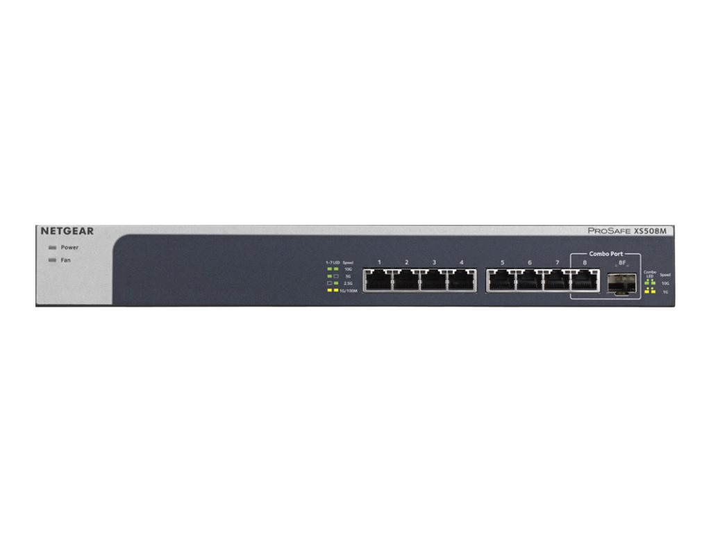 NETGEAR 10GB Switch XS508M-100EUS 8 Port 10GB/s unmanaged 1x SFP+ NETGEAR 10GB Switch XS508M-100EUS 8 Port 10GB/s unmanaged 1x SFP+