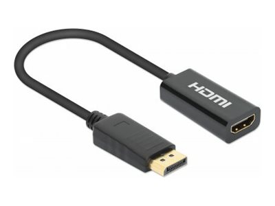MANHATTAN 4K60Hz Aktiver DisplayPort auf HDMI-Adapter DisplayPort-Stecker auf HDMI-Buchse Kabeladapter mit Dongle schwarz