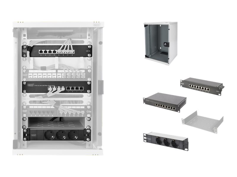 DIGITUS 10 Zoll Netzwerk Set 9HE 15-teilig grau