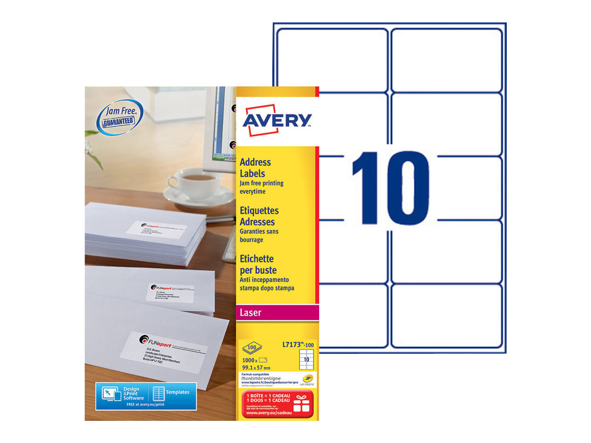 1.000 AVERY Zweckform Adressetiketten weià 99,1 x 57,0 mm 1.000 AVERY Zweckform Adressetiketten weià 99,1 x 57,0 mm