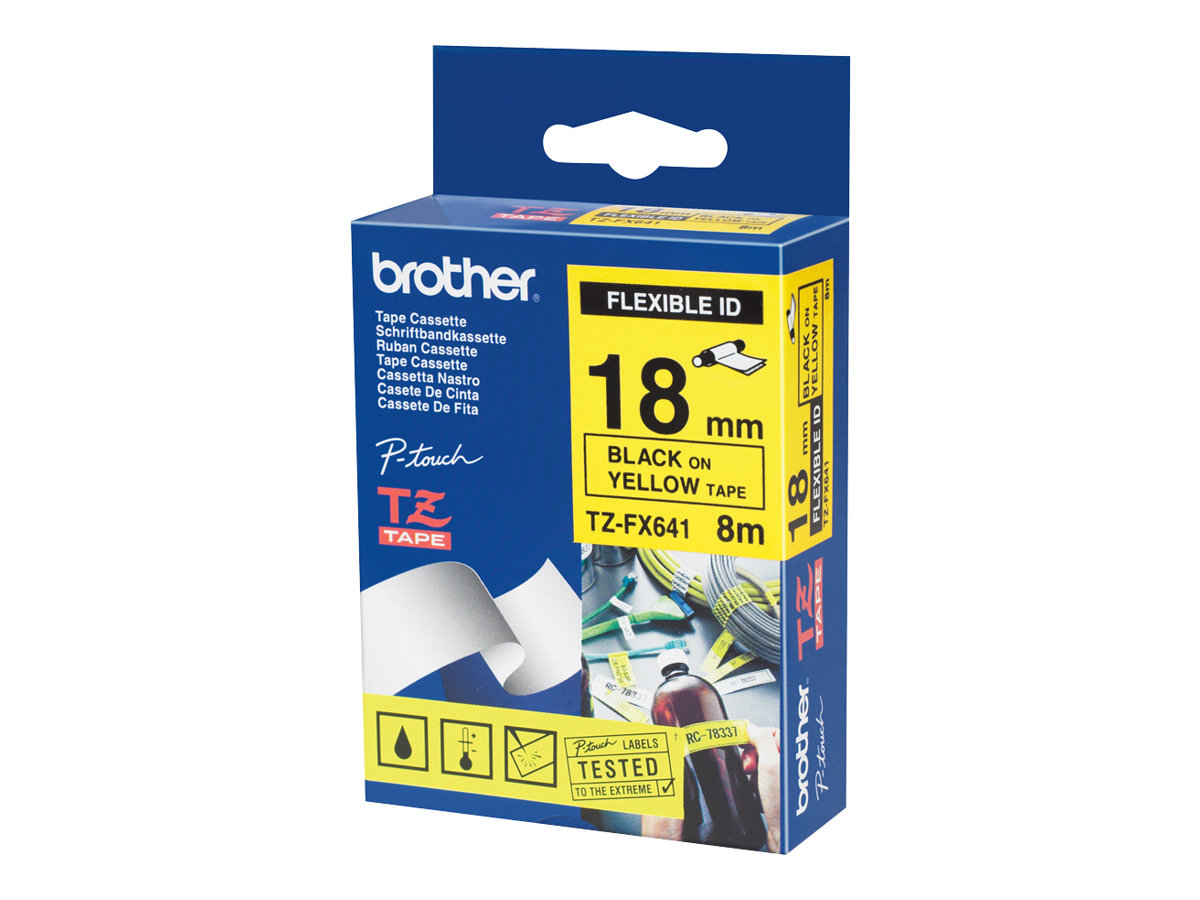 Schriftbandkassette Brother 18mm gelb/schwarz  TZEFX641