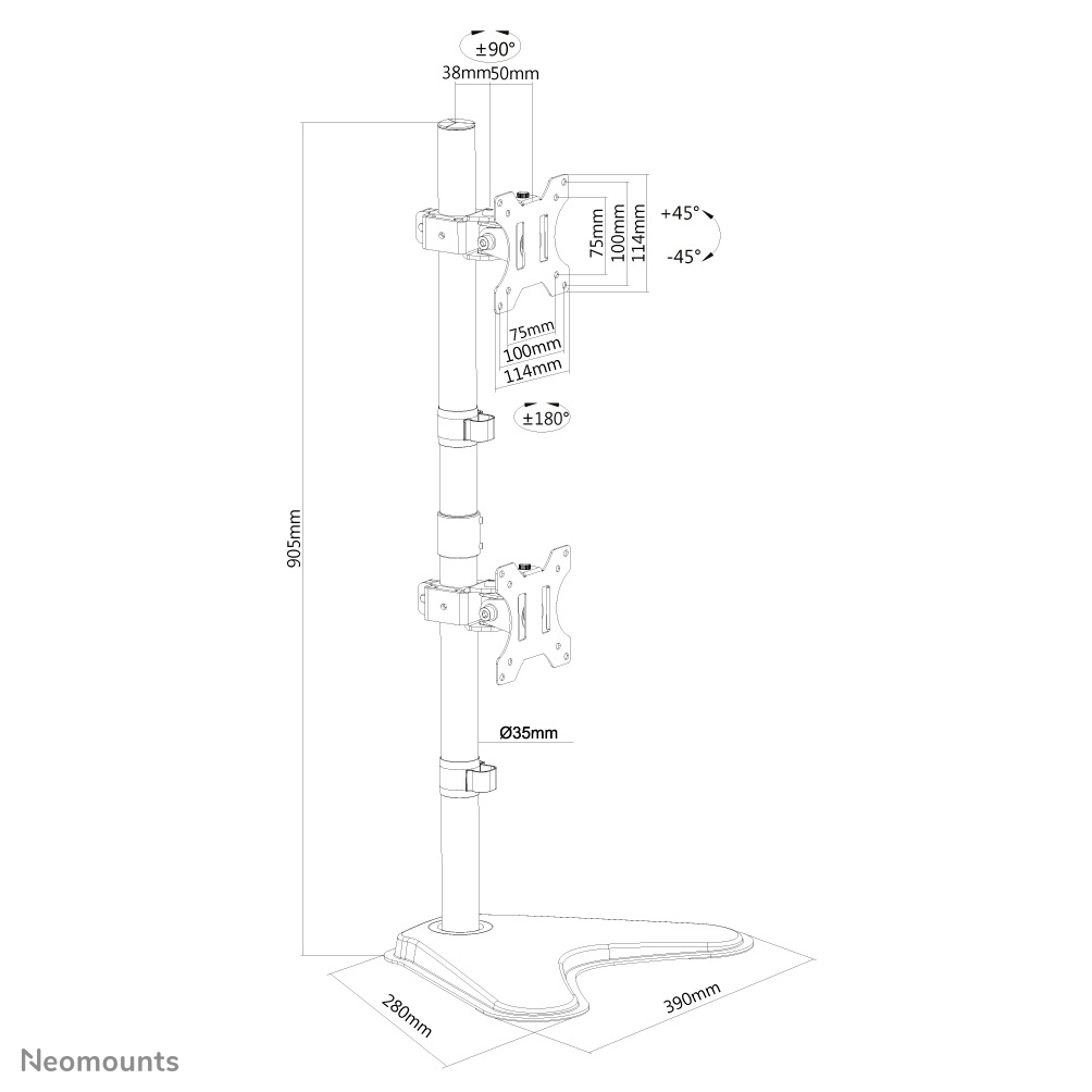 NEOMOUNTS FPMAD550DDVBLACK Flat Screen Desk Mount stand 1032Zoll