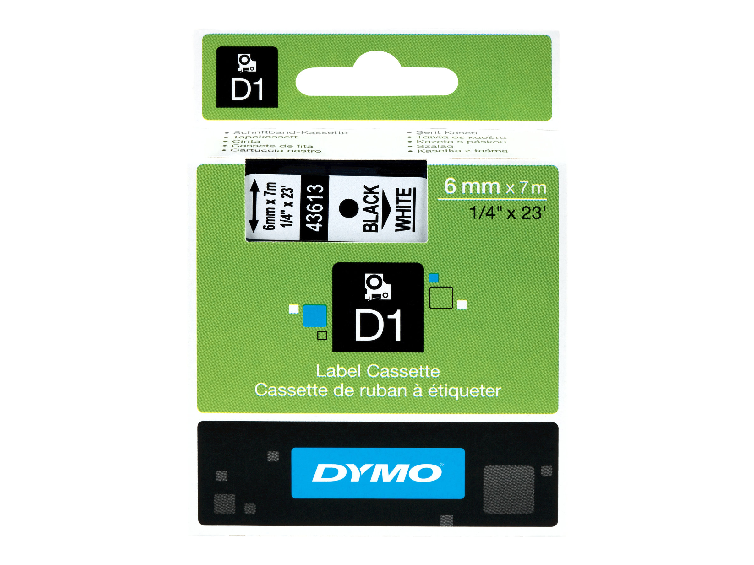 DYMO Schriftband D1 43613 S0720780, 6 mm schwarz auf weiÃ