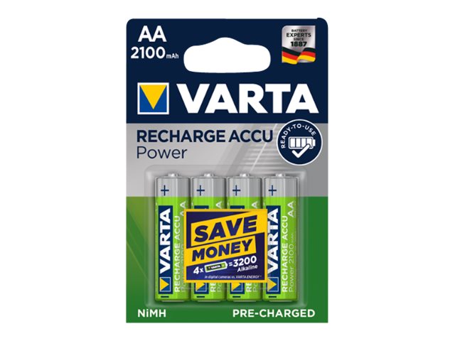 4 VARTA Akkus RECHARGE ACCU Power Mignon AA 2.100 mAh 4 VARTA Akkus RECHARGE ACCU Power Mignon AA 2.100 mAh