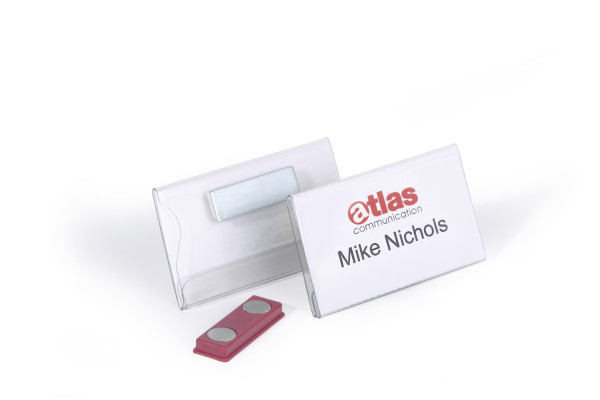 25 DURABLE Namensschilder mit Magnet 7,5 x 4,0 cm