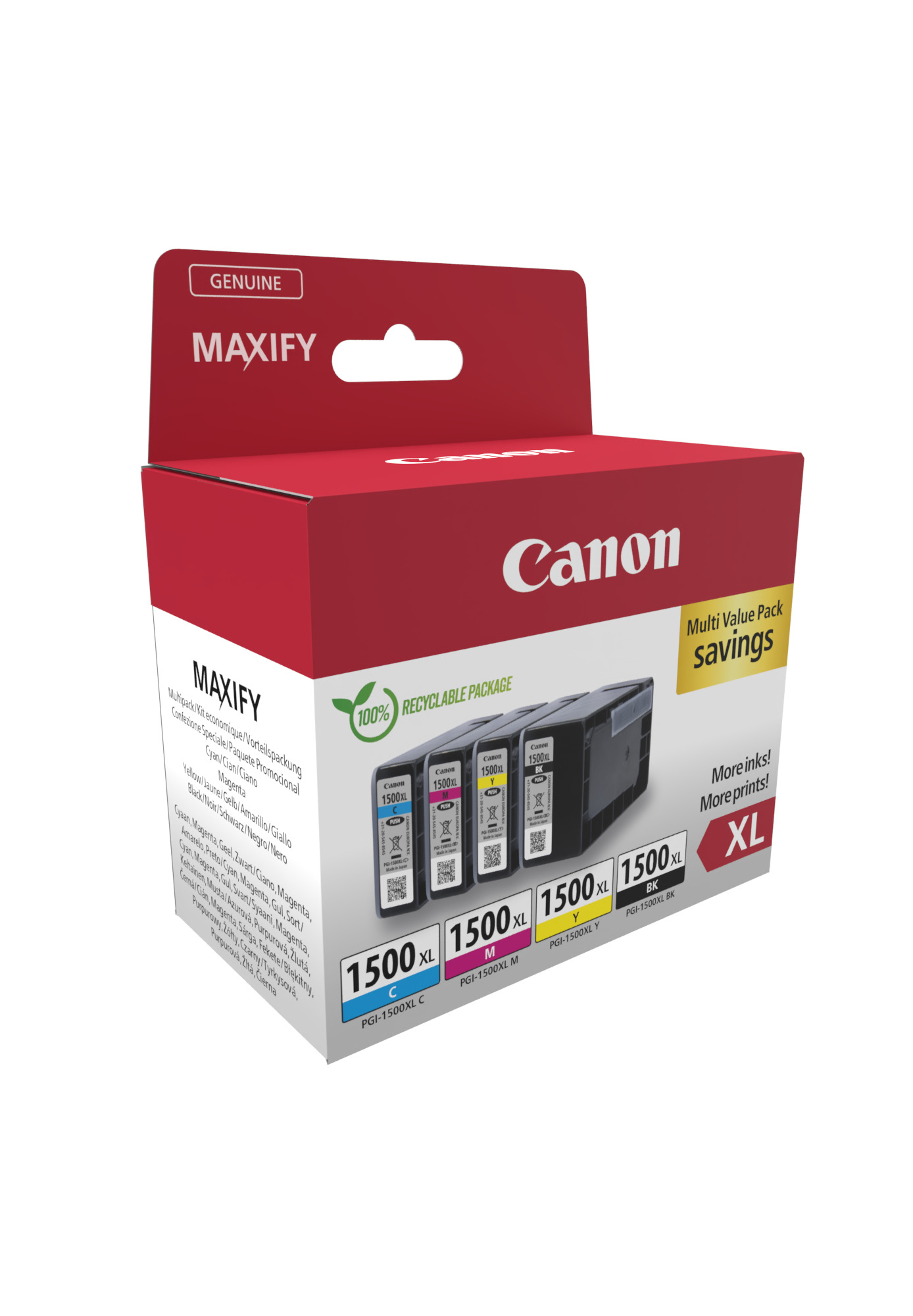 Canon PGI1500 XL BKCMY schwarz, cyan, magenta, gelb Druckerpatronen, 4erSet