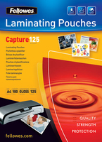 100 Fellowes Capture125 Laminierfolien glaenzend fuer Kleinformat 125 micron 100 Fellowes Capture125 Laminierfolien glaenzend fuer Kleinformat 125 micron
