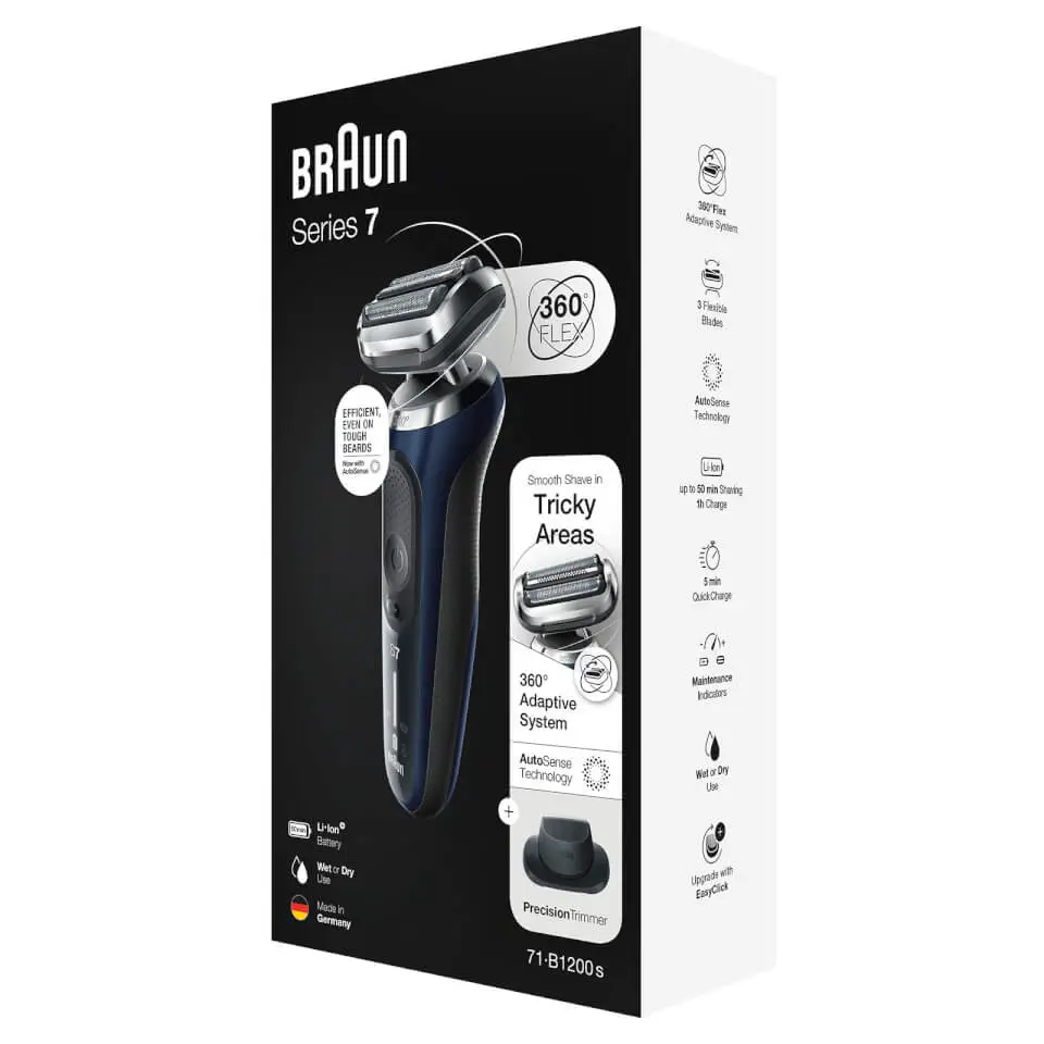 Braun Series 7 71‑B1200s Blau 360° Flex LED