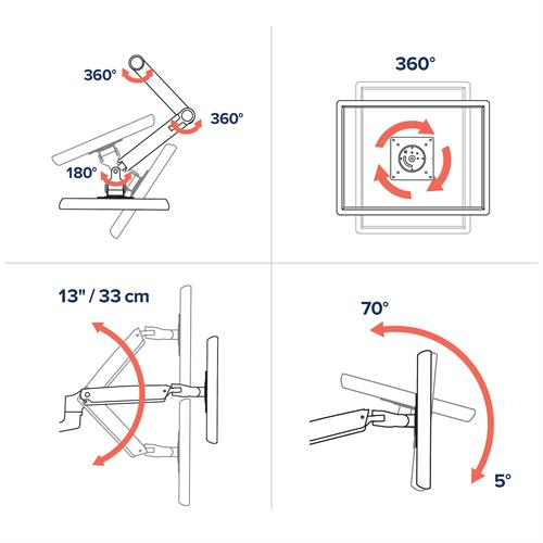 WAH Ergotron bis 32 1TFT 2Gelenke  silber-schw.  Max.11,3KG