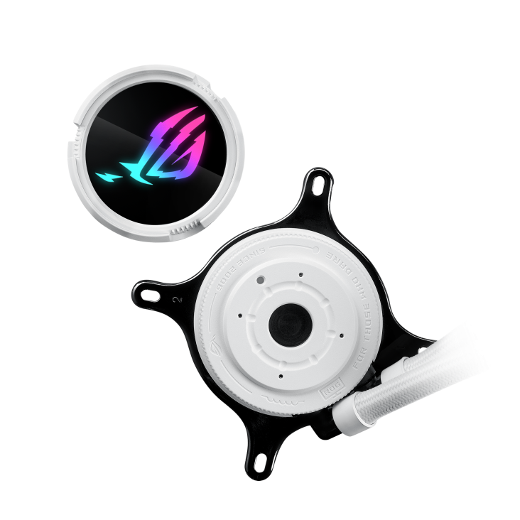 ASUS ROG Strix LC III 240 ARGB WHT allinone CPU liquid cooler with 360 rotatable water block Premium ROG ARGB fans