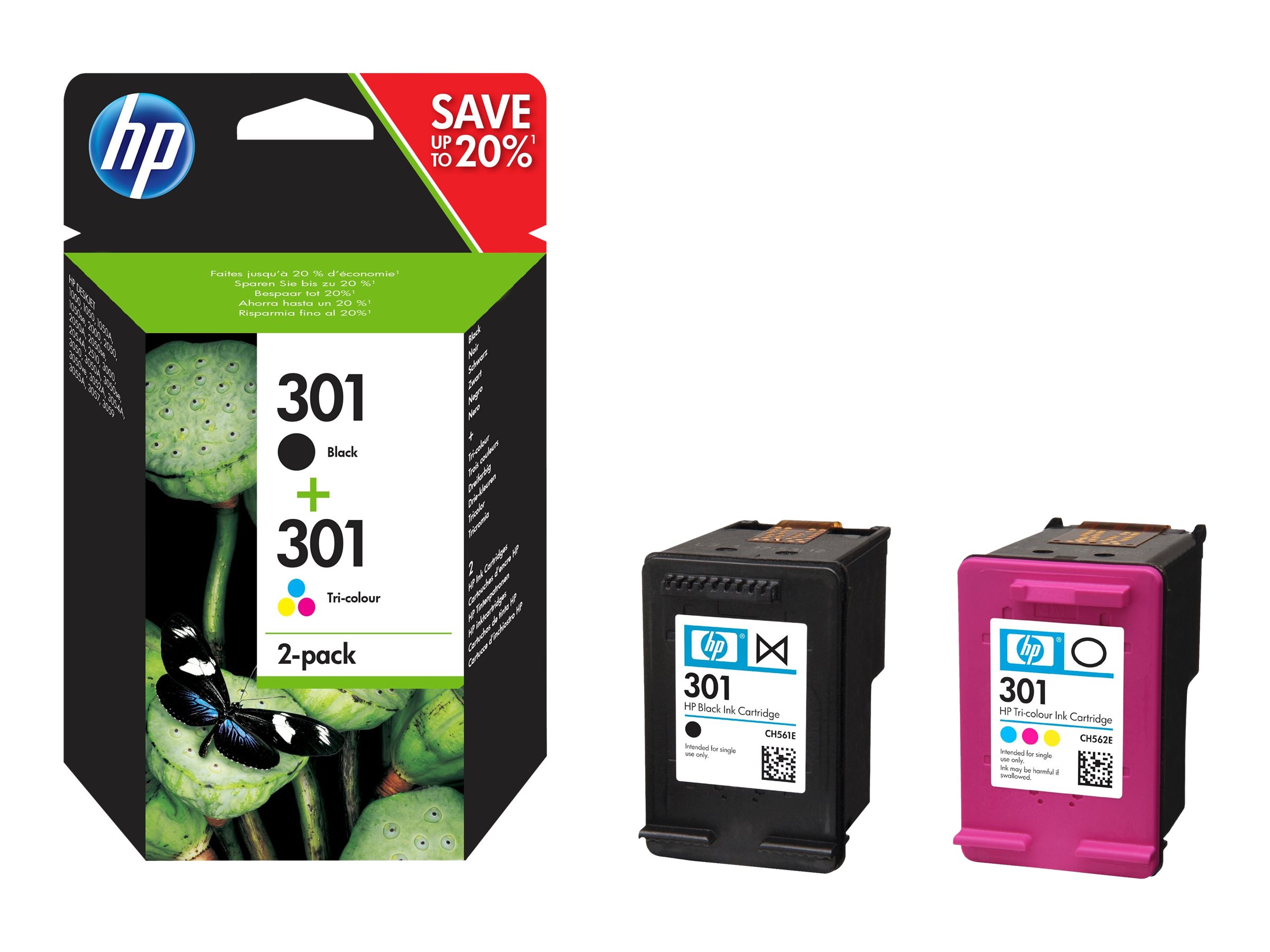 HP 301 original Ink cartridge N9J72AE Combo 2-Pack Standard Capacity Black and Colour cartridge HP 301 original Ink cartridge N9J72AE Combo 2-Pack Standard Capacity Black and Colour cartridge