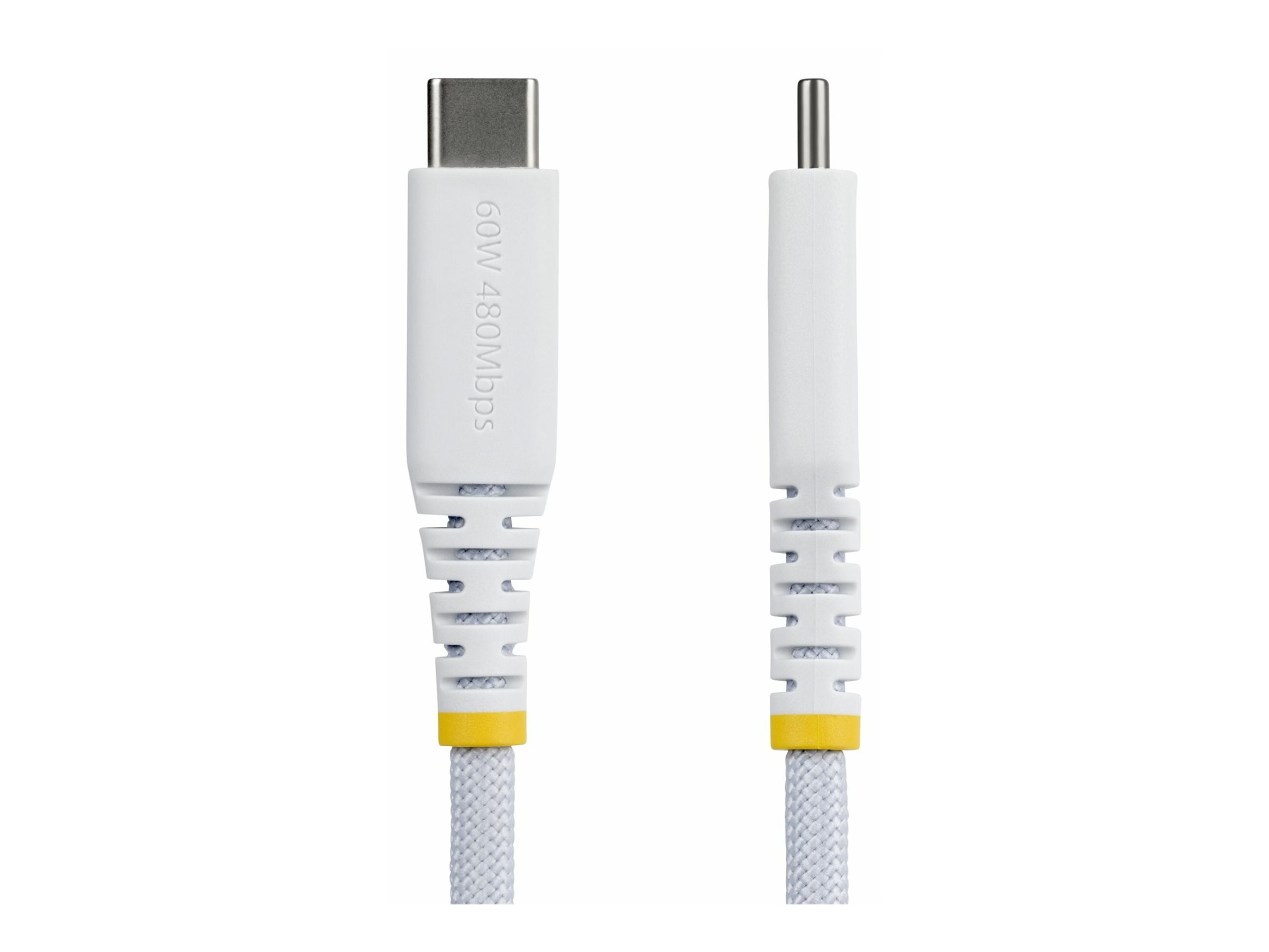 STARTECHCOM 15cm USBC Ladekabel 60W 3A PD Geflochtenes NylonTPE Mantel Robustes USBC LaptopHandy Ladekabel Weiss