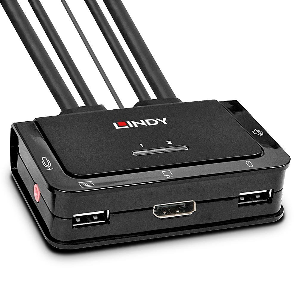 LINDY 2 Port DisplayPort 1.2 USB 2.0 Cable KVM Switch mit Audio