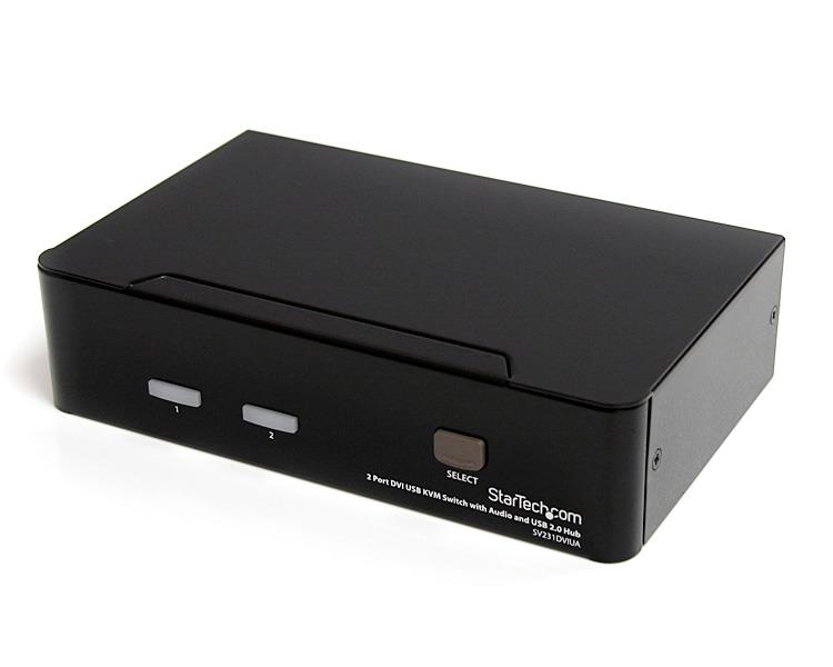 STARTECH.COM 2 Port DVI USB KVM Switch mit Audio und USB 2.0 Hub - 2-fach Dual DVI-I USB Umschalter