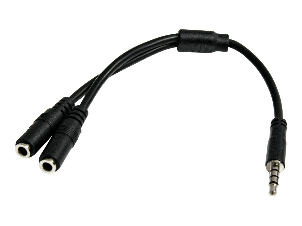 StarTech.com 3,5mm Klinke Audio Y-Kabel - 4 pol. auf 3 pol. Headset Adapter für Headsets mit Kopfhörer / Microphone Stecker - St/Bu - Headset-Splitter - 20 cm