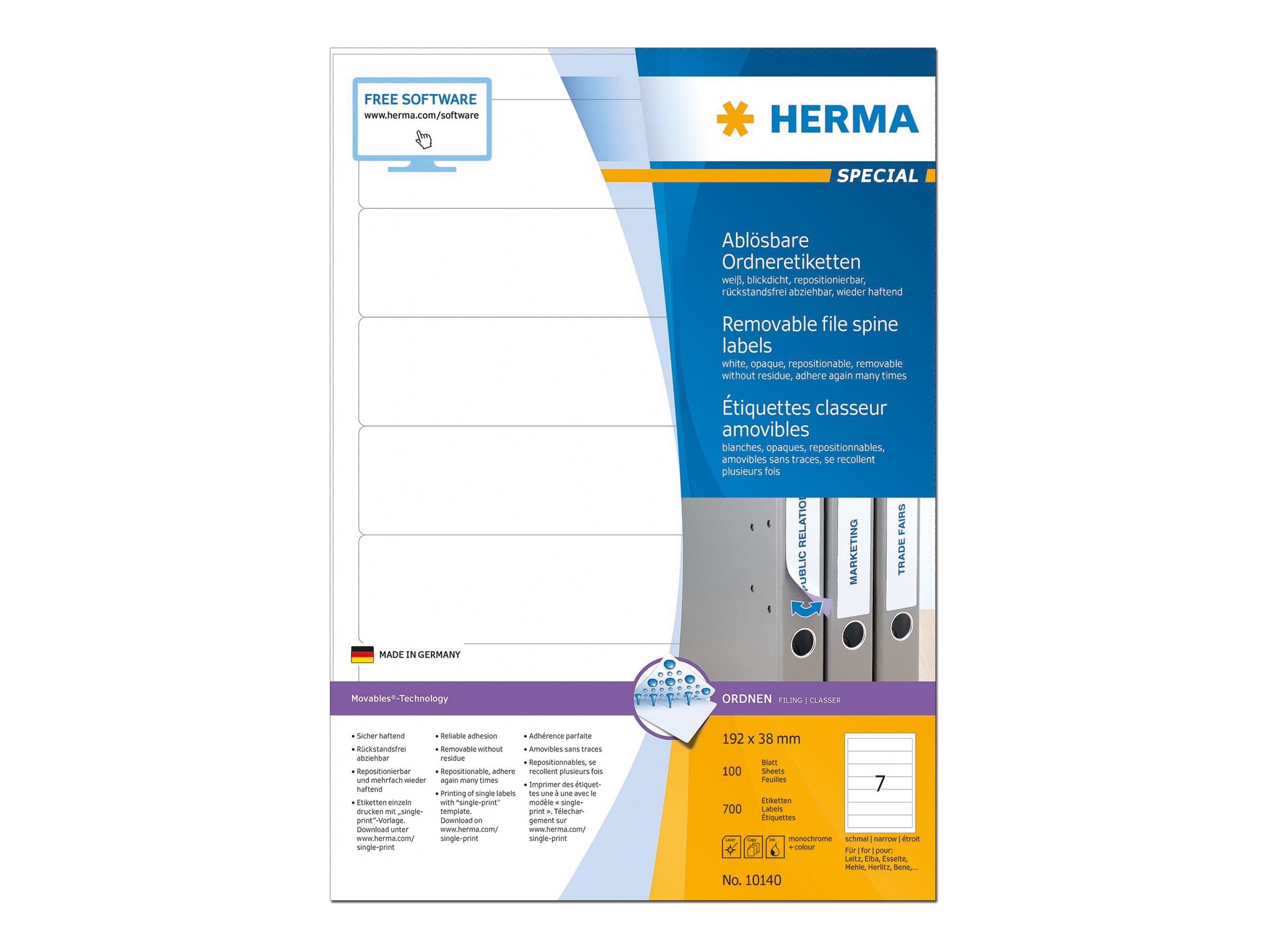 HERMA Ordneretiketten A4 weiß 192 x 38 mm