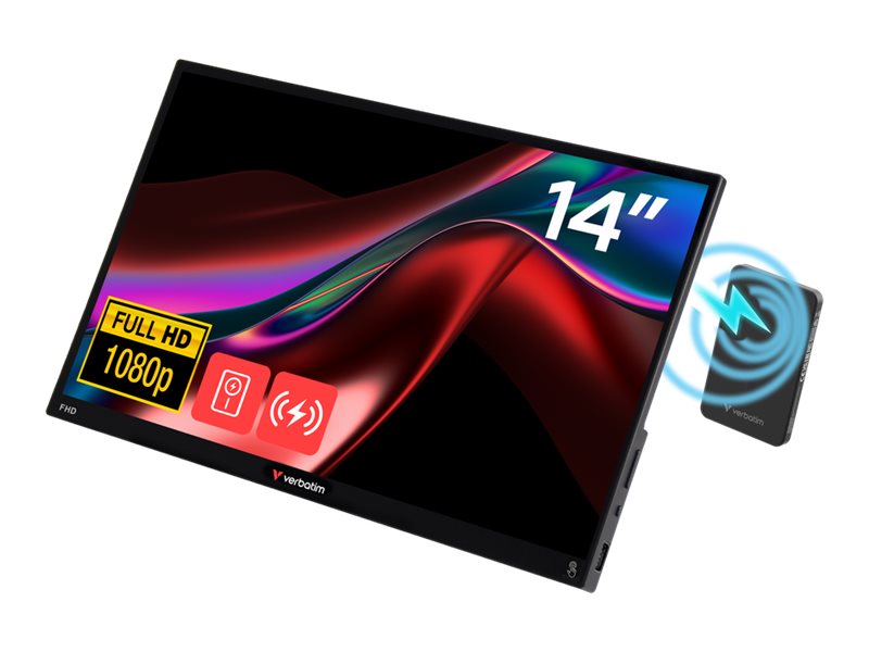 Verbatim Portable 14 FHD Touch Monitor LIGHT with Wireless Power Supply incl Power Bank 5000mAh