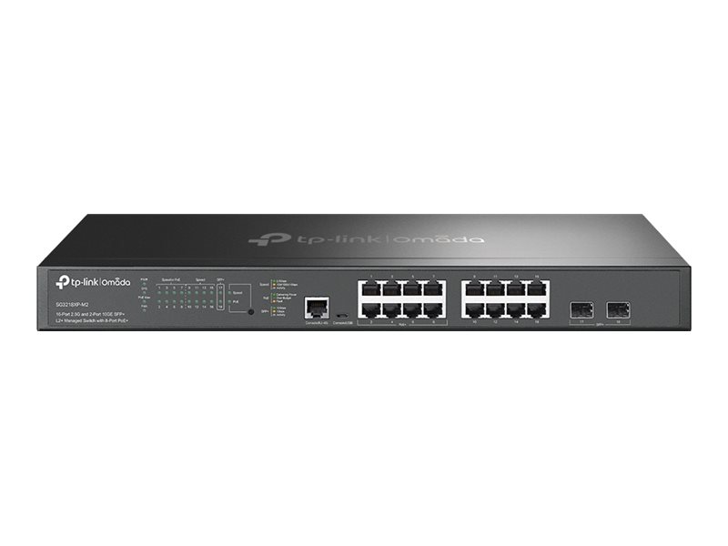 TP-LINK SG3218XP-M2 Omada 16-Port 10GE SFP+ L2+ managed Switch 8x 2.5G PoE+ 8x 2.5G Non-PoE 2x 10G SFP+ 1x RJ45/Micro-USB Console TP-LINK SG3218XP-M2 Omada 16-Port 10GE SFP+ L2+ managed Switch 8x 2.5G PoE+ 8x 2.5G Non-PoE 2x 10G SFP+ 1x RJ45/Micro-USB Console