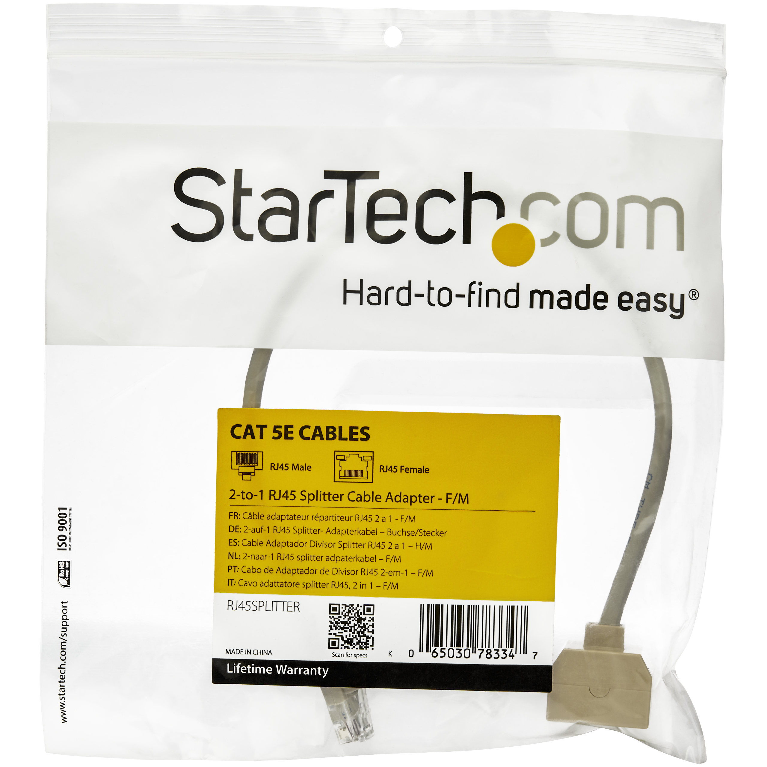 STARTECHCOM 2to1 RJ45 10100mbps SplitterCombiner One adapter required at each end of the connection RJ45SPLITTER