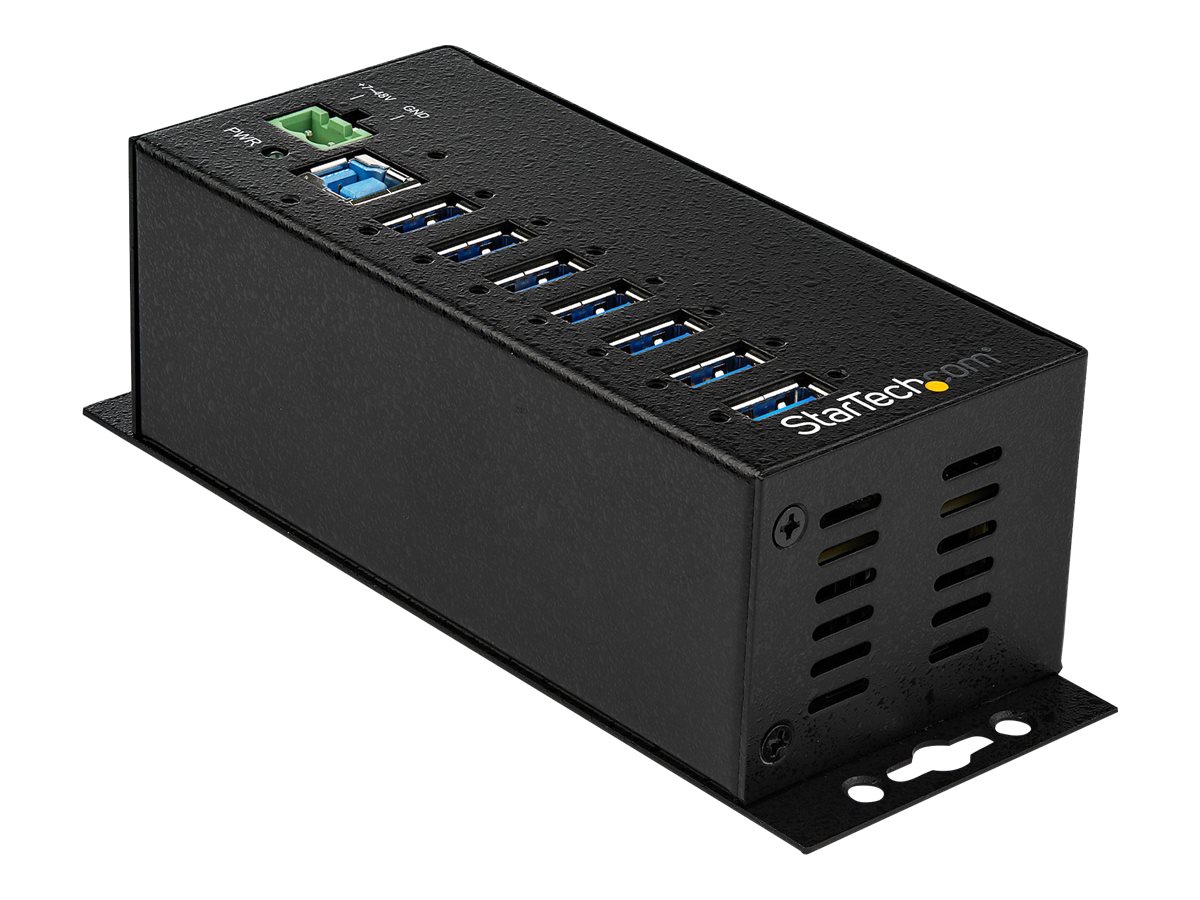 StarTech.com HB30A7AME USB 3.0 Hub (7-Port, Din-Rail,  Industrielle Anwendung, externes Netzteil, Uberspannungsschutz, ESD, 350 W, 15 kV) - Hub - 7 Anschlüsse - TAA-konform