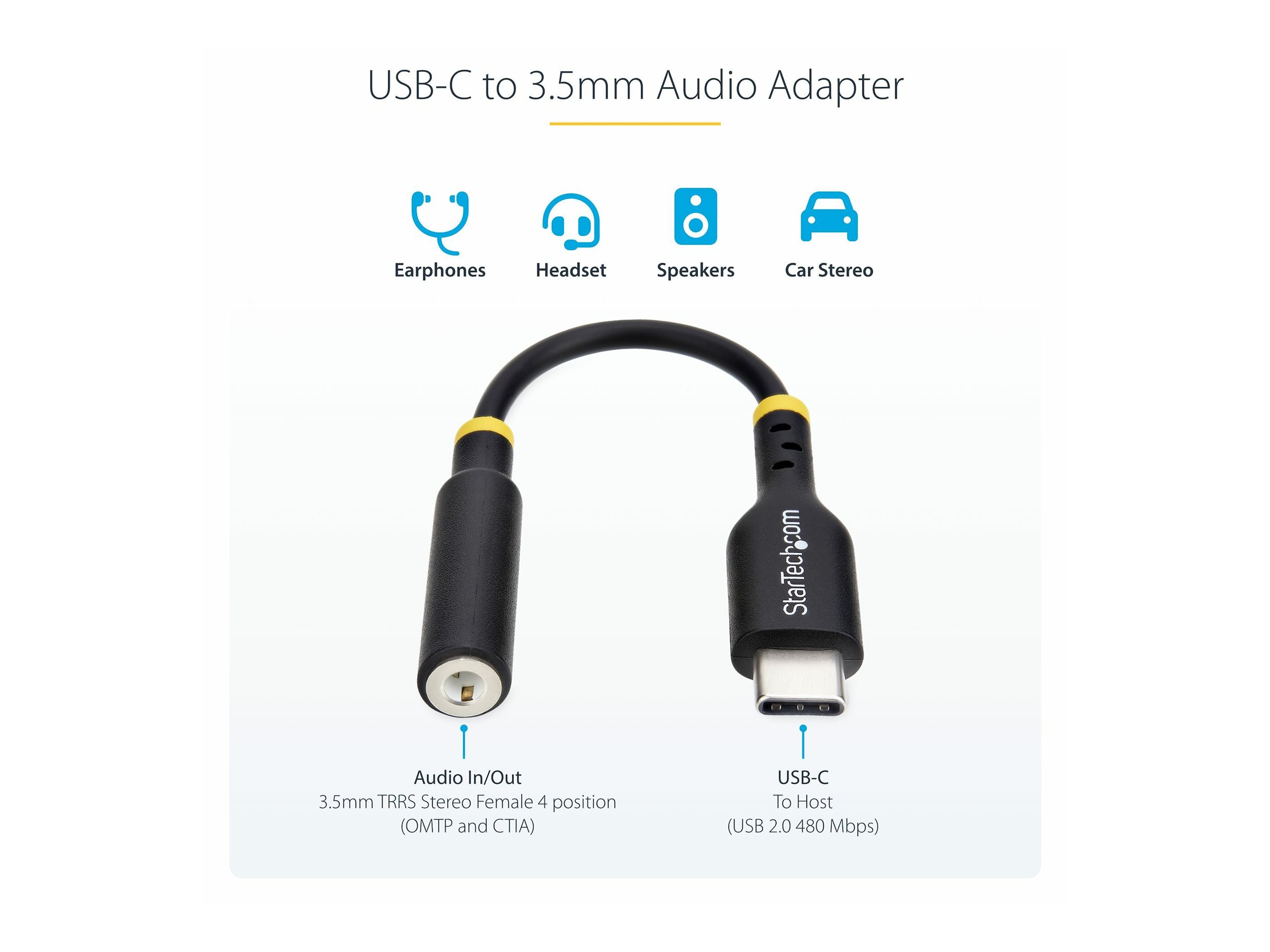 STARTECHCOM USB C Kopfhörer Adapter USB C TRRS KopfhörerHeadset Audio USBC auf 3,5mm Klinke HiFi 32BitDAC PC Handy