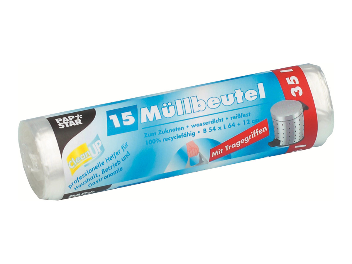 STARPAK Muellbeutel CleanUp 35,0 l transparent 12,0 µm, 15 St.